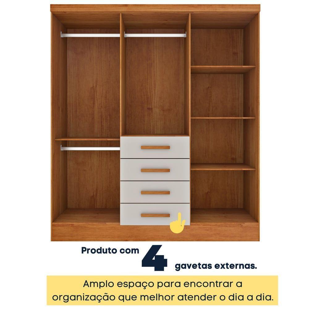 Guarda Roupa Casal 6 Portas 4 Gavetas Arizona S/ Espeho S/ Pés - Tcil Cinamomo/off White - 5
