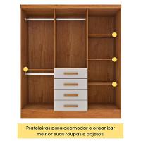 Guarda Roupa Casal 6 Portas 4 Gavetas Arizona S/ Espeho S/ Pés - Tcil Cinamomo/off White