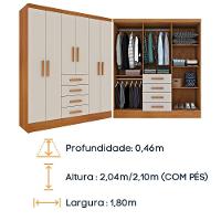 Guarda Roupa Casal 6 Portas 4 Gavetas Arizona S/ Espeho S/ Pés - Tcil Cinamomo/off White - 6