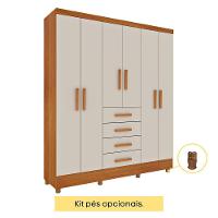 Guarda Roupa Casal 6 Portas 4 Gavetas Arizona S/ Espeho S/ Pés - Tcil Cinamomo/off White - 7
