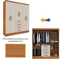 Guarda Roupa Casal 6 Portas 4 Gavetas Arizona S/ Espeho S/ Pés - Tcil Cinamomo/off White - 8