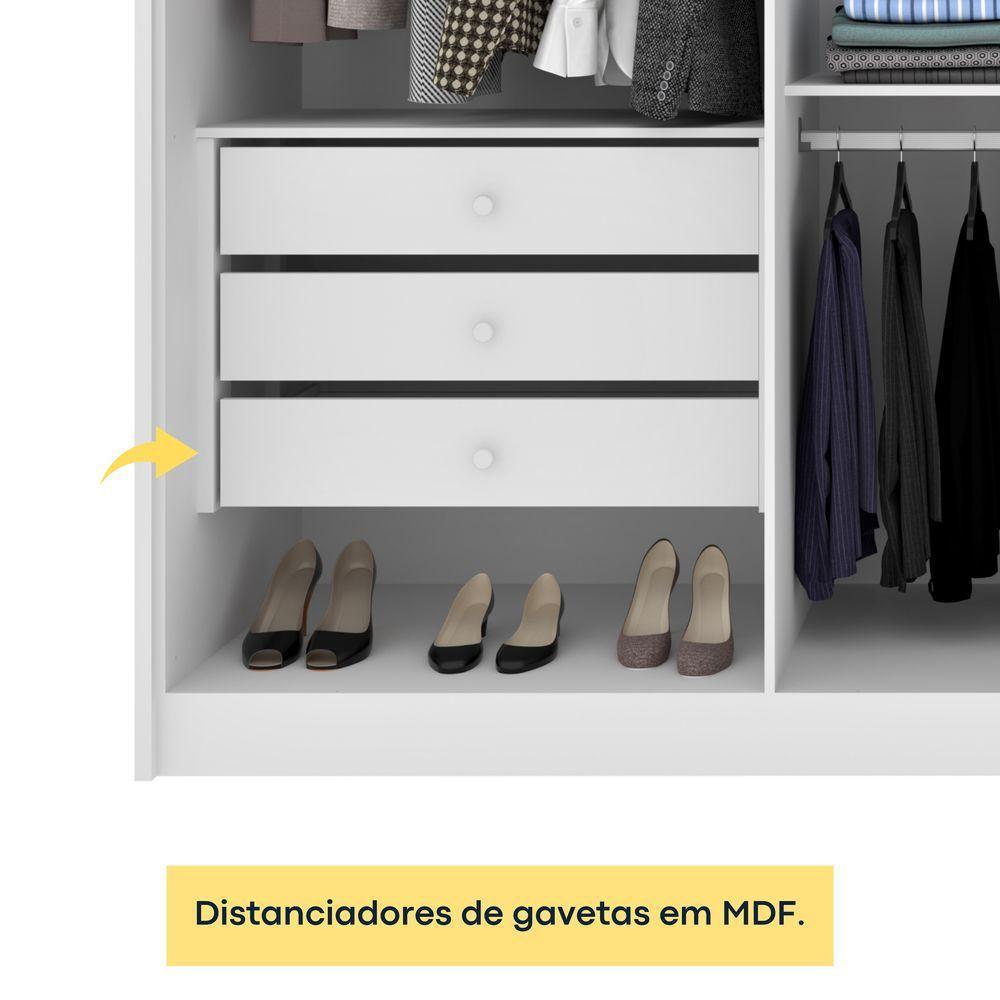 Guarda Roupa Casal 100% Mdf 6 Portas 6 Gavetas Realeza S/ Espelho S/ Pés - Tcil Neve - 4