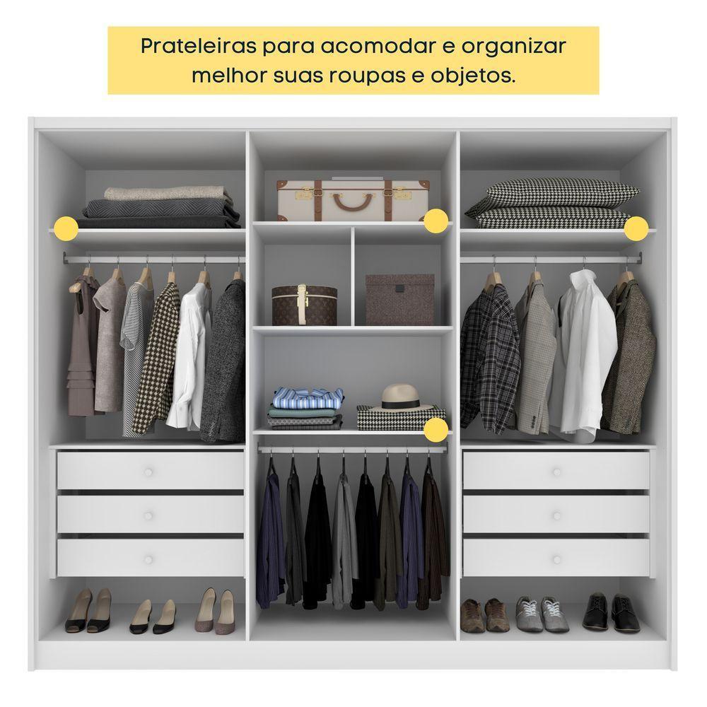 Guarda Roupa Casal 100% Mdf 6 Portas 6 Gavetas Realeza S/ Espelho S/ Pés - Tcil Neve - 8