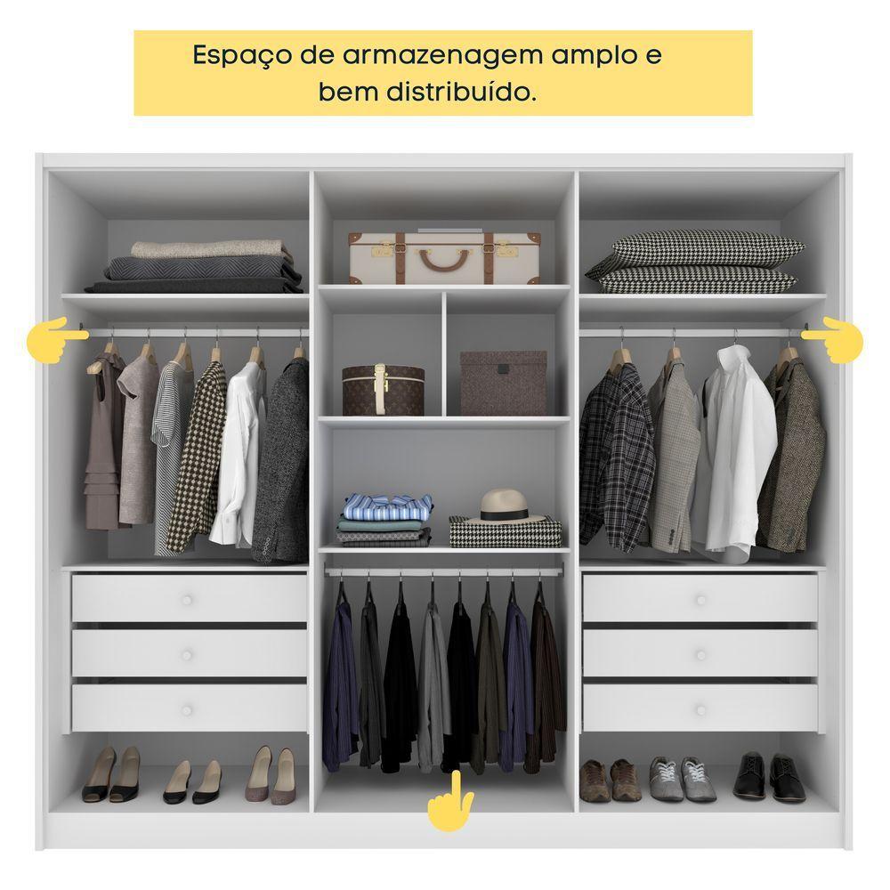 Guarda Roupa Casal 100% Mdf 6 Portas 6 Gavetas Realeza S/ Espelho S/ Pés - Tcil Neve - 9
