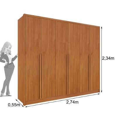 Guarda Roupa Casal Realeza 6 Portas 6 Gavetas Cinamomo 100% MDF
