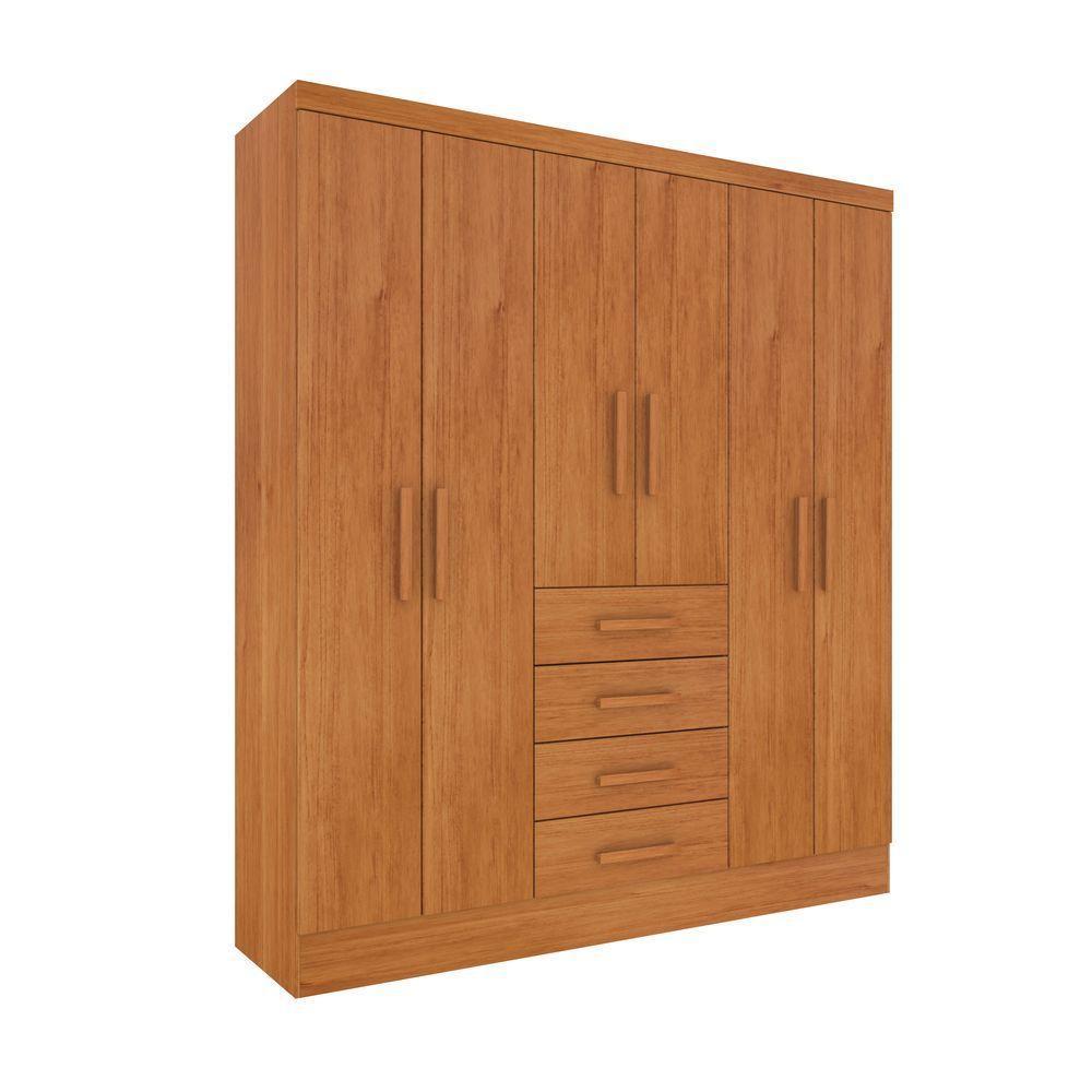 Guarda Roupa Casal 6 Portas 4 Gavetas Arizona S/ Espeho S/ Pés - Tcil Cinamomo - 1