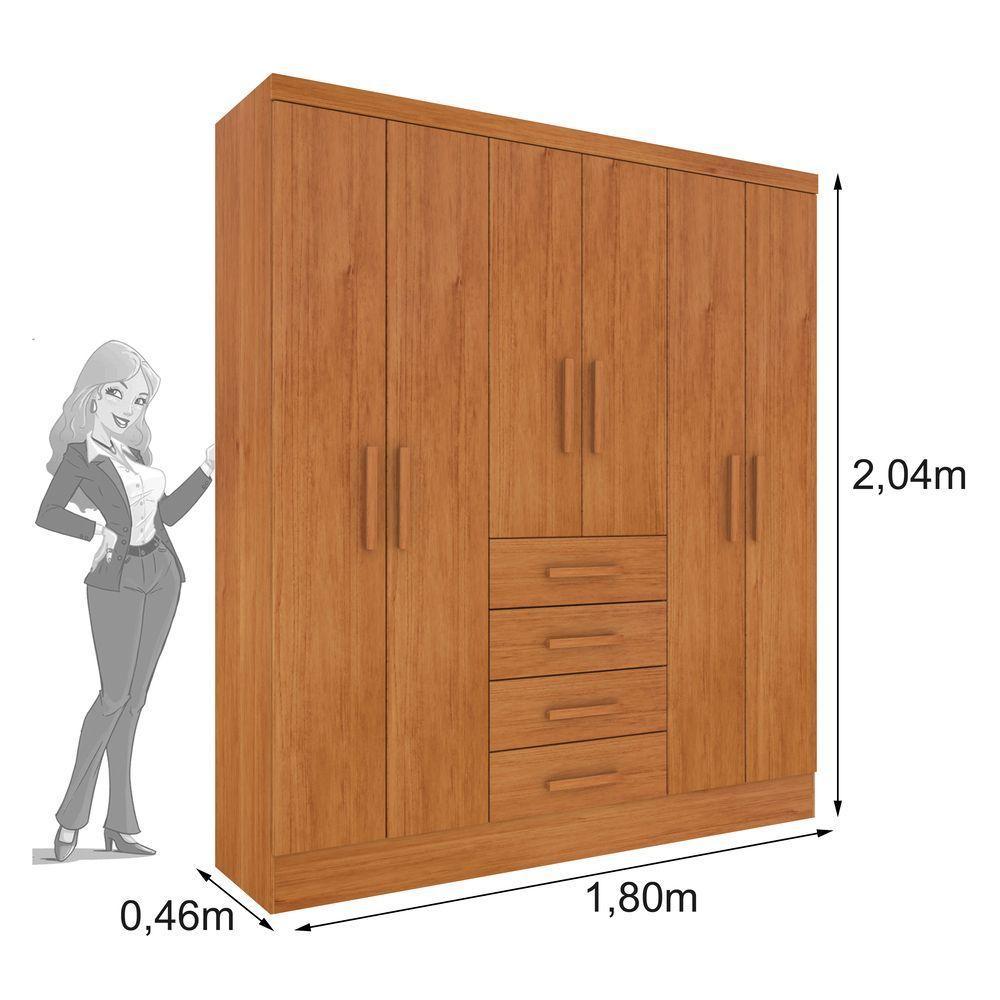 Guarda Roupa Casal 6 Portas 4 Gavetas Arizona S/ Espeho S/ Pés - Tcil Cinamomo - 2