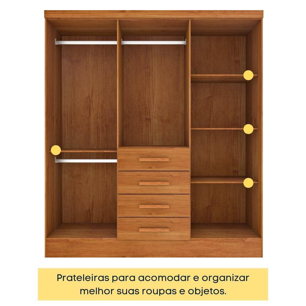 Guarda Roupa Casal 6 Portas 4 Gavetas Arizona S/ Espeho S/ Pés - Tcil Cinamomo - 4