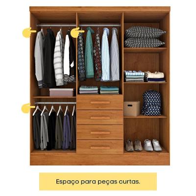 Guarda Roupa Casal Arizona 6 Portas 4 Gavetas Cinamomo MDP Tcil Móveis