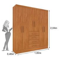 Guarda Roupa Casal 6 Portas 4 Gavetas Arizona S/ Espeho S/ Pés - Tcil Cinamomo - 2