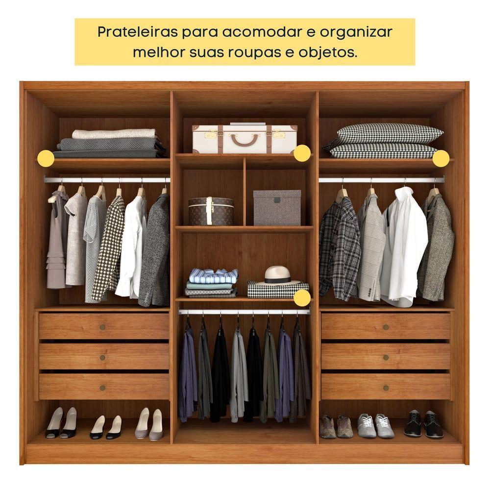 Guarda Roupa Casal 100% Mdf 6 Portas 6 Gavetas Realeza S/ Espelho S/ Pés - Tcil Cinamomo/off White - 5