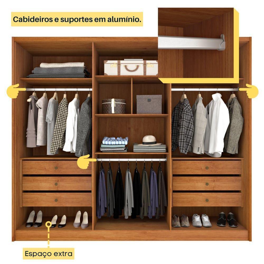 Guarda Roupa Casal 100% Mdf 6 Portas 6 Gavetas Realeza S/ Espelho S/ Pés - Tcil Cinamomo/off White - 8