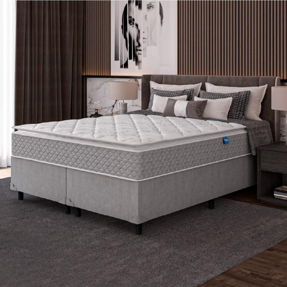 Cama Box Casal Colchão Molas Ensacadas Pillow 158x198x71cm Cinza/branco Umaflex - Suporta 120kg - 5