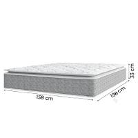 Cama Box Casal Colchão Molas Ensacadas Pillow 158x198x71cm Cinza/branco Umaflex - Suporta 120kg