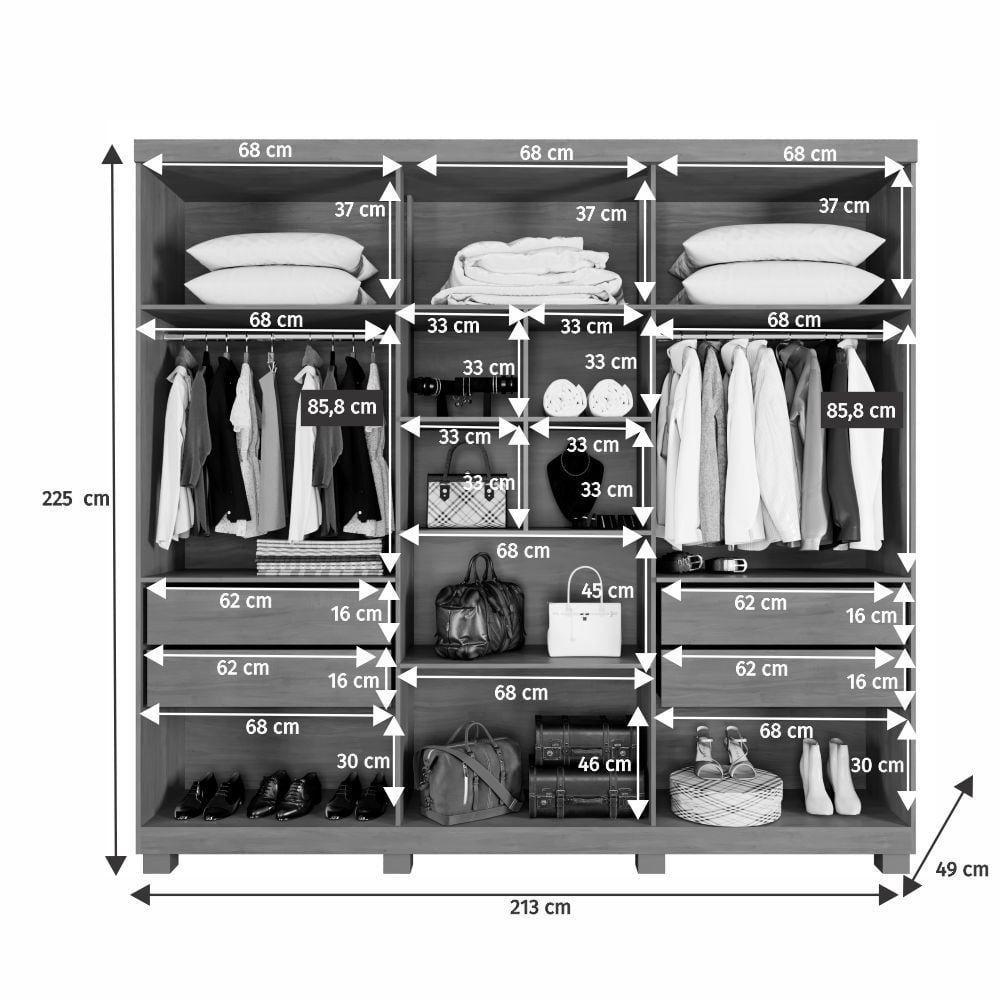 Guarda Roupa 6 Portas 4 Gavetas Lisboa Benetil Cinamomo/off White - 3