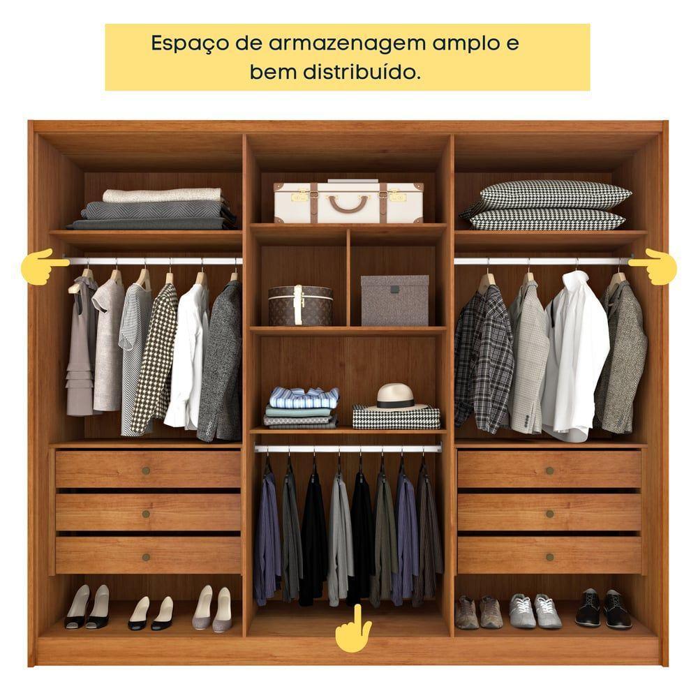 Guarda Roupa Casal 100% Mdf 6 Portas 6 Gavetas Realeza S/ Espelho S/ Pés - Tcil Cinamomo - 7