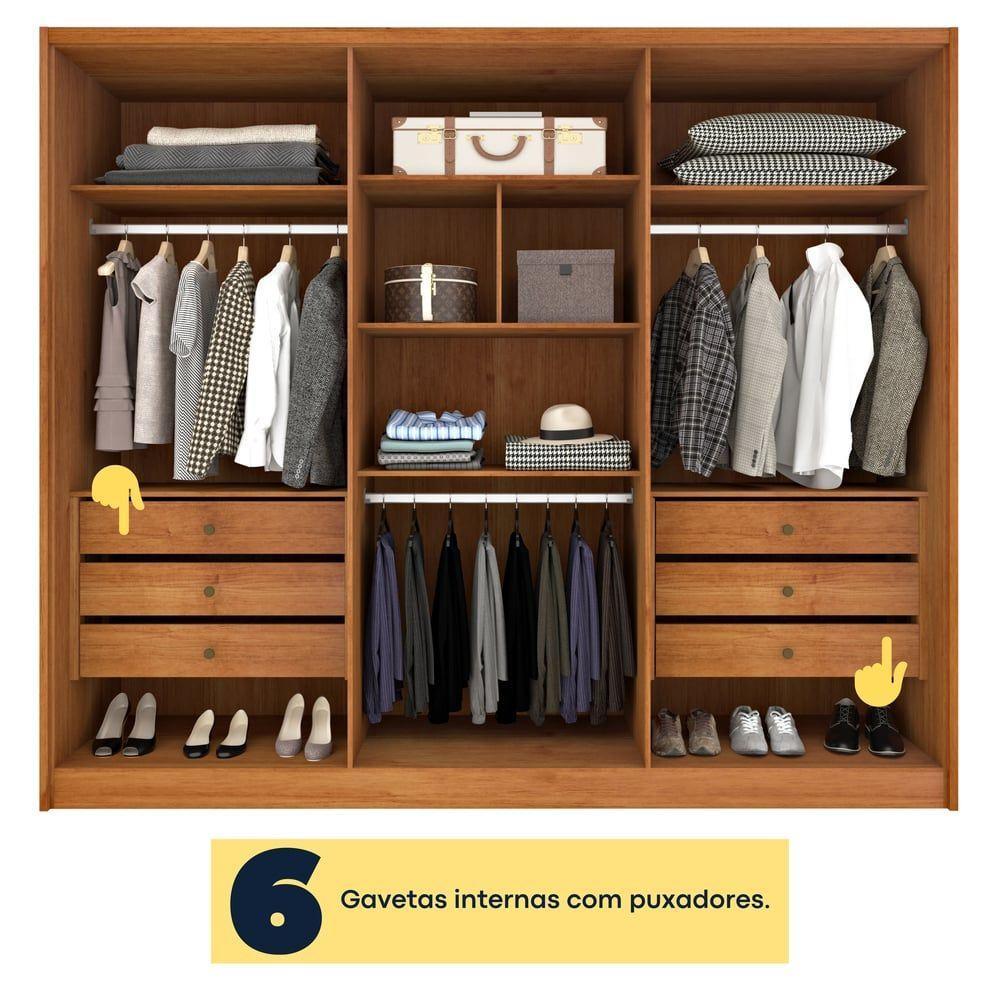 Guarda Roupa Casal 100% Mdf 6 Portas 6 Gavetas Realeza S/ Espelho S/ Pés - Tcil Cinamomo - 9