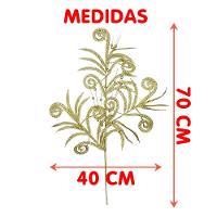 Plantas Folhas Decoração Natal Gliter Dourado 70cm Kit 4pçs - 4