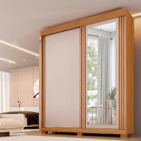 Guarda Roupa 2 Portas De Correr Com Espelho 3 Gavetas Mônaco Benetil Cinamomo/off White - 4