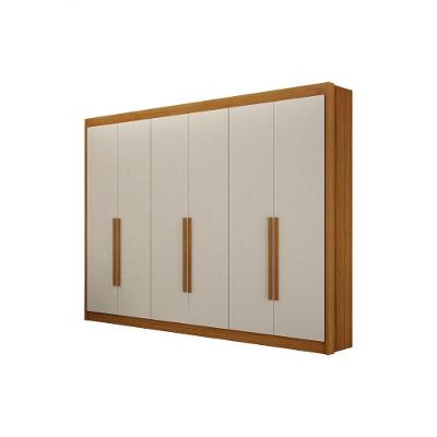 Guarda Roupa Casal Diamante Gold 6 Portas de Bater 4 Gavetas Cinamomo-off White