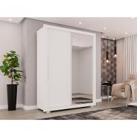 Guarda Roupa Com Espelho 2 Portas 2 Gavetas Panamá Salleto Branco - 9