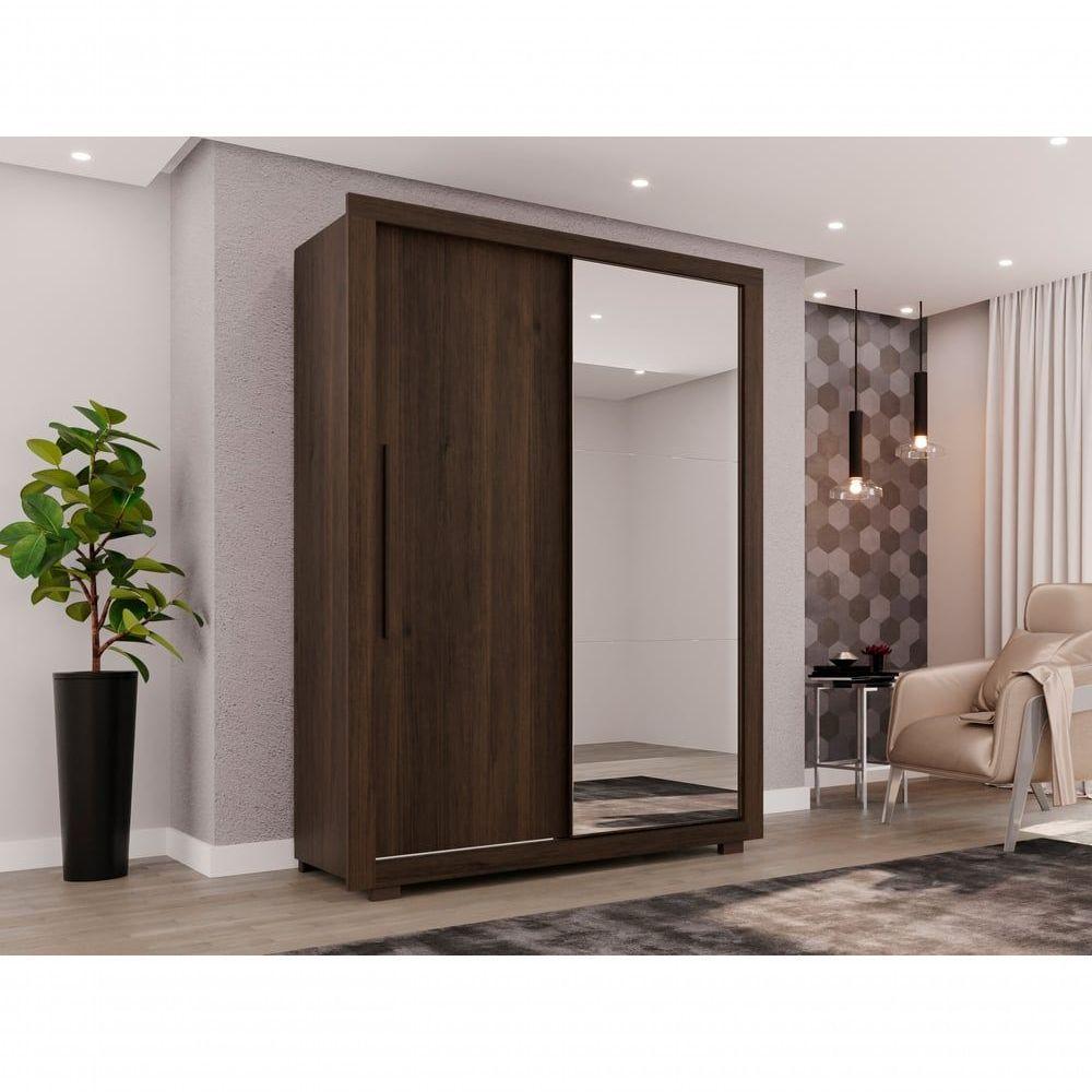 Guarda Roupa Com Espelho 2 Portas 2 Gavetas Panamá Salleto Savana - 9