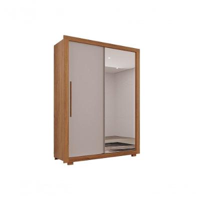 Guarda Roupa Com Espelho 2 Portas 2 Gavetas Panamá Salleto Cinamomo/off White