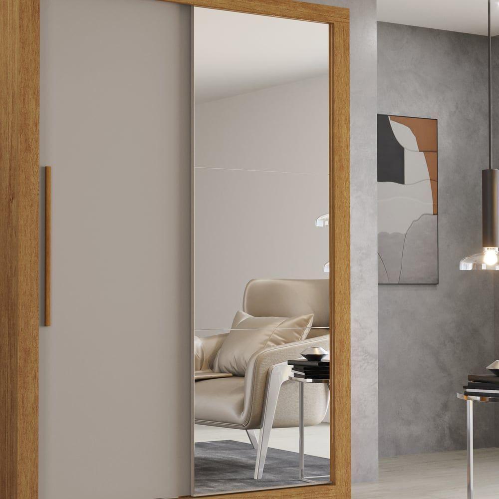 Guarda Roupa Com Espelho 2 Portas 2 Gavetas Panamá Salleto Branco - 7