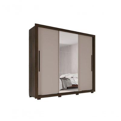 Guarda Roupa Casal Panamá Porta Espelho Central 3 Portas 4 Gavetas Salleto Savana/off White