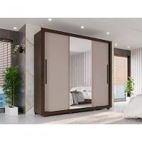 Guarda Roupa Casal Panamá Porta Espelho Central 3 Portas 4 Gavetas Salleto Savana/off White - 10