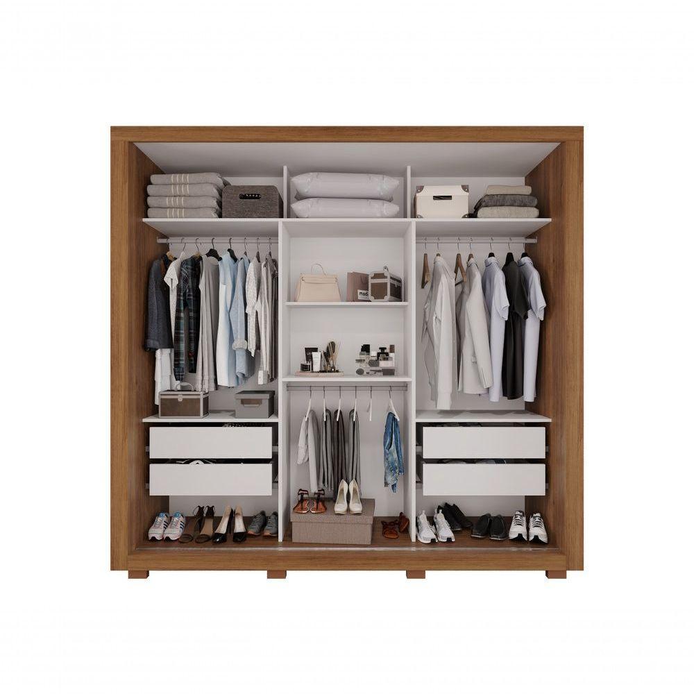 Guarda Roupa Casal Panamá Porta Espelho Central 3 Portas 4 Gavetas Salleto Cinamomo - 2