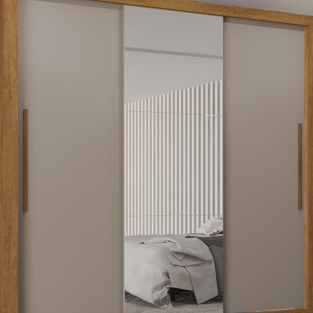 Guarda Roupa Casal Panamá Porta Espelho Central 3 Portas 4 Gavetas Salleto Cinamomo - 6