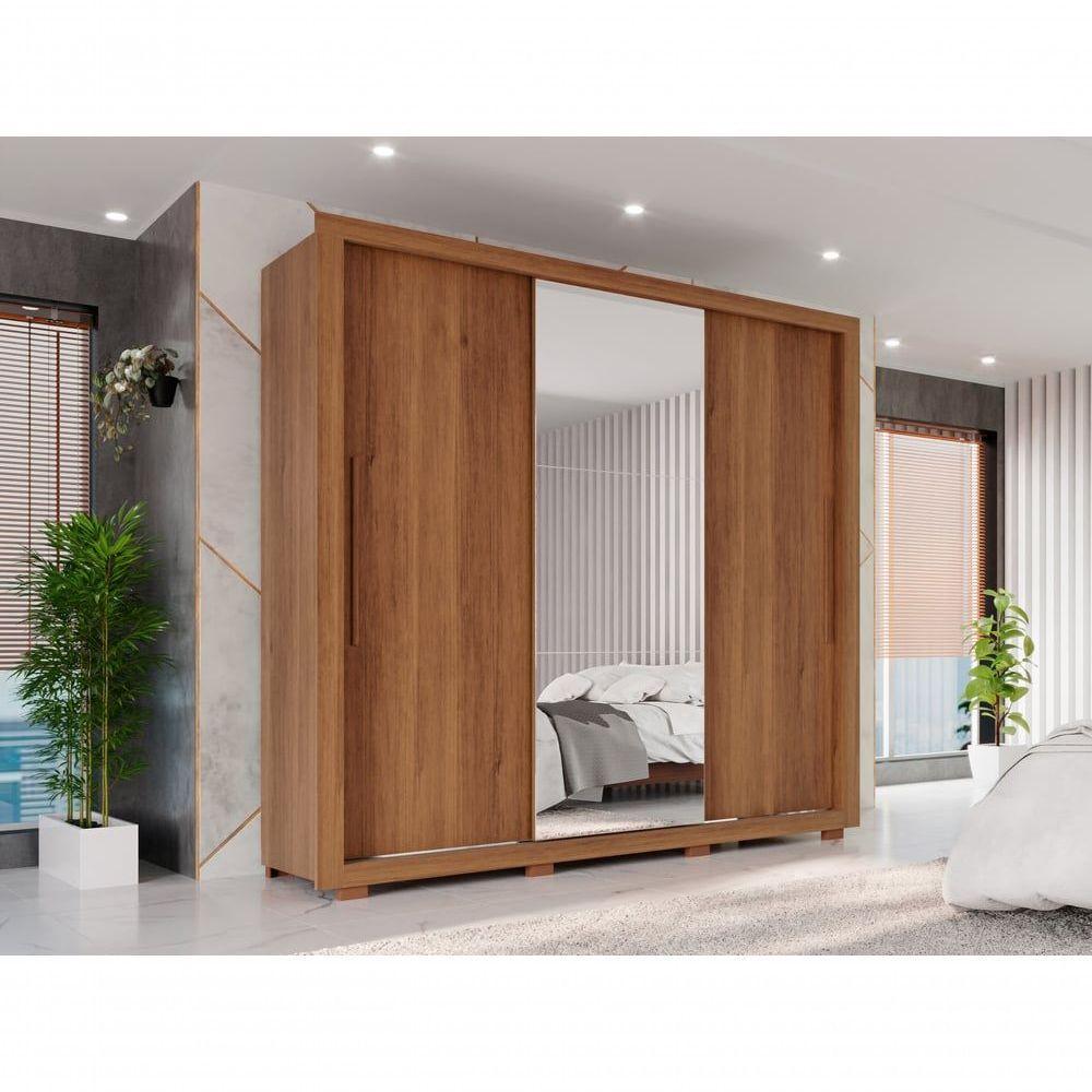 Guarda Roupa Casal Panamá Porta Espelho Central 3 Portas 4 Gavetas Salleto Cinamomo - 10