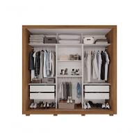 Guarda Roupa Casal Panamá Porta Espelho Central 3 Portas 4 Gavetas Salleto Cinamomo - 2