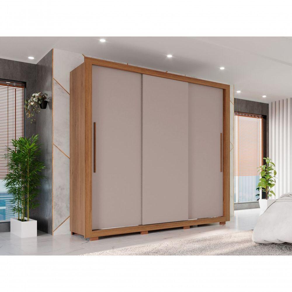 Guarda Roupa Casal Panamá 3 Portas 4 Gavetas Salleto Cinamomo/off White - 10