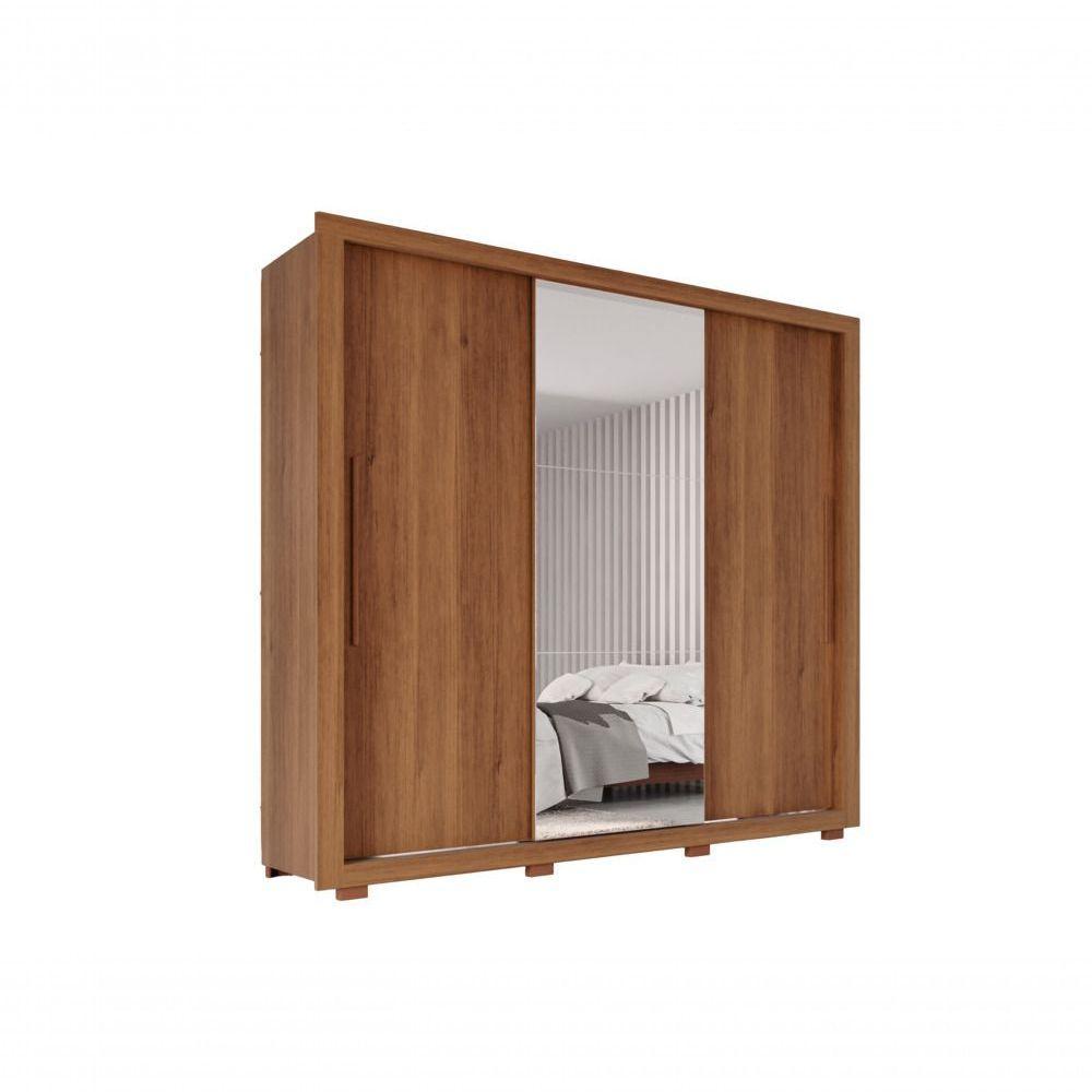 Guarda Roupa Casal Panamá Porta Espelho Central 3 Portas 4 Gavetas Salleto Cinamomo - 1
