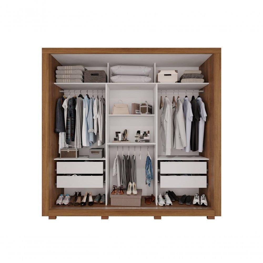 Guarda Roupa Casal Panamá Porta Espelho Central 3 Portas 4 Gavetas Salleto Cinamomo - 5