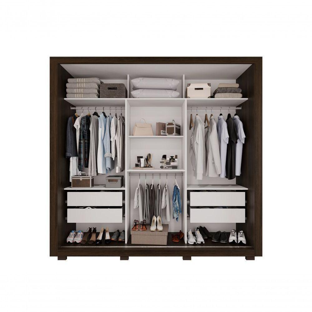 Guarda Roupa Casal Panamá Porta Espelho Central 3 Portas 4 Gavetas Salleto Savana - 2