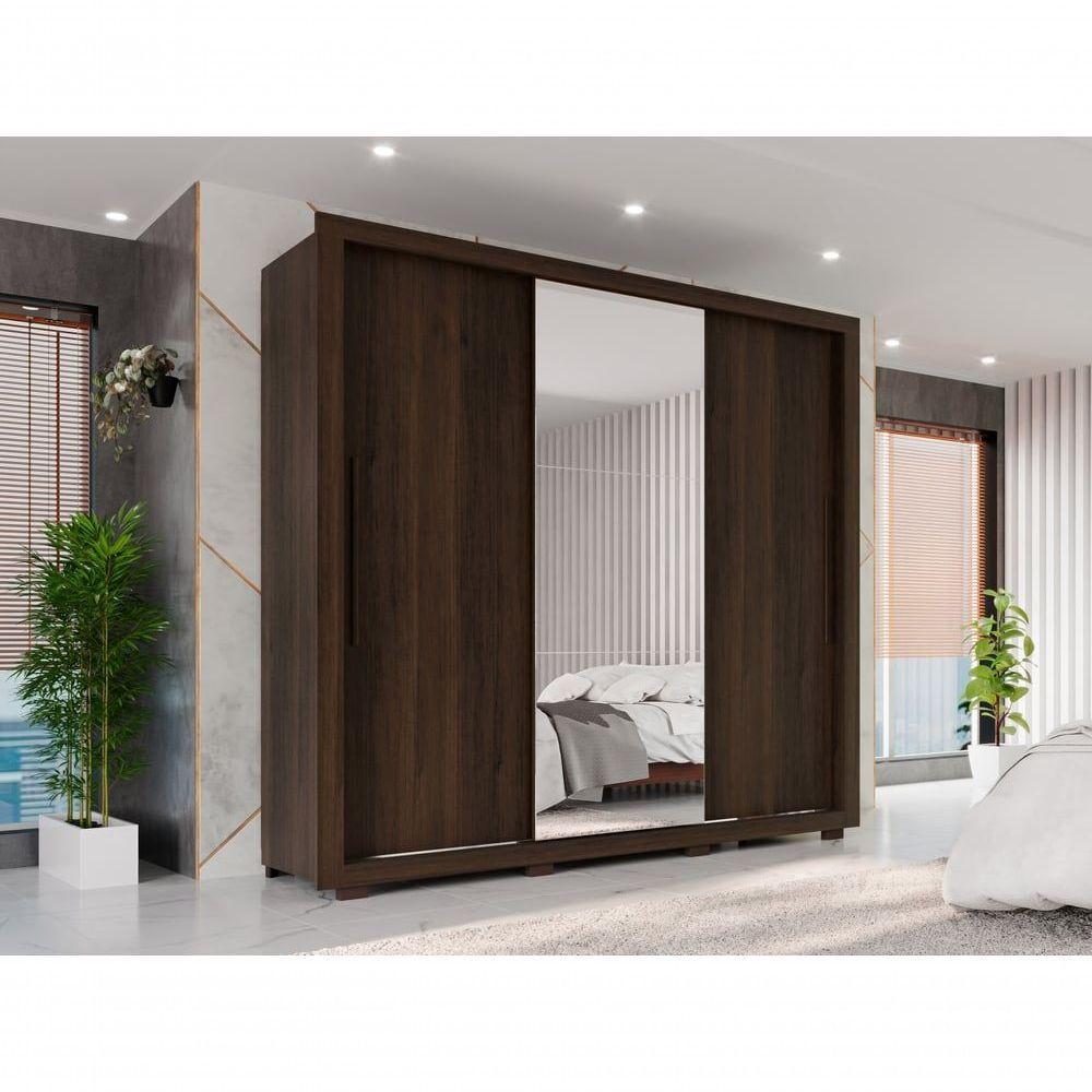 Guarda Roupa Casal Panamá Porta Espelho Central 3 Portas 4 Gavetas Salleto Savana - 10