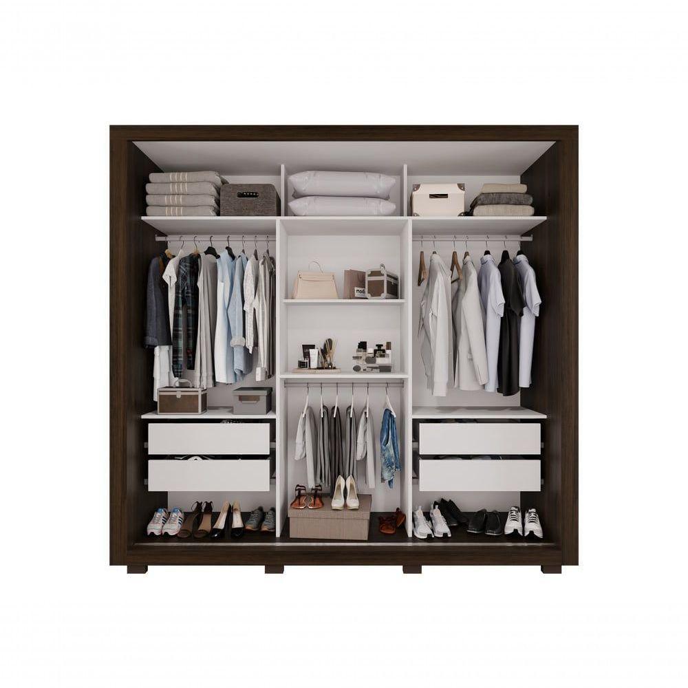 Guarda Roupa Casal Panamá Porta Espelho Central 3 Portas 4 Gavetas Salleto Savana/off White - 4