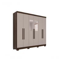 Guarda Roupa Casal 6 Portas Recife Com Espelho Salleto Savana/off White - 1