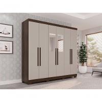 Guarda Roupa Casal 6 Portas Recife Com Espelho Salleto Savana/off White - 7