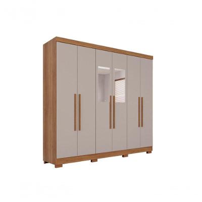 Guarda Roupa Casal 6 Portas Recife Com Espelho Salleto Cinamomo/off White