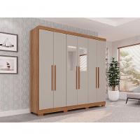 Guarda Roupa Casal 6 Portas Recife Com Espelho Salleto Cinamomo/off White - 2