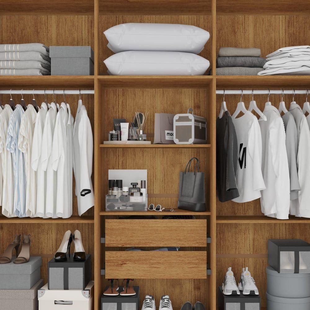 Guarda Roupa Casal 6 Portas Recife Com Espelho Salleto Cinamomo/off White - 7