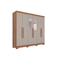 Guarda Roupa Casal 6 Portas Recife Com Espelho Salleto Cinamomo/off White - 1