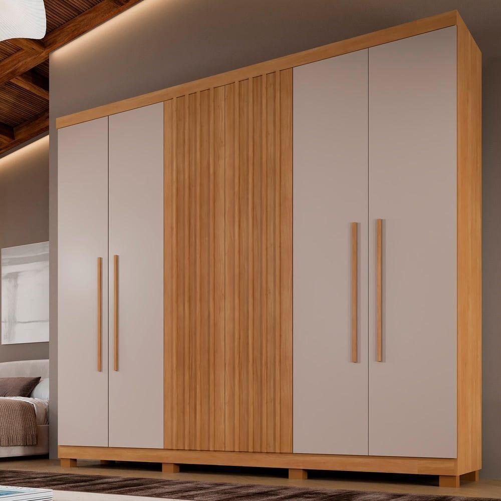 Guarda Roupa Millano Ripado 6 Portas Benetil Cinamomo/off White - 4