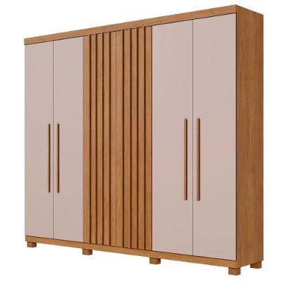 Guarda Roupa Millano Ripado 6 Portas Ripadas 3 Gavetas Cinamomo-off White MDP