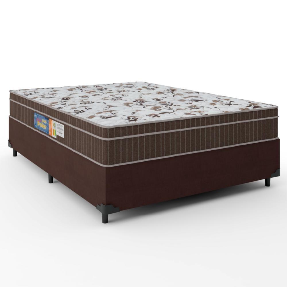 Cama Box Casal Colchão Espuma Orthoface Polar 138x188x63cm Marrom Suporta Até 120kg p/ Pessoa Marrom - 1