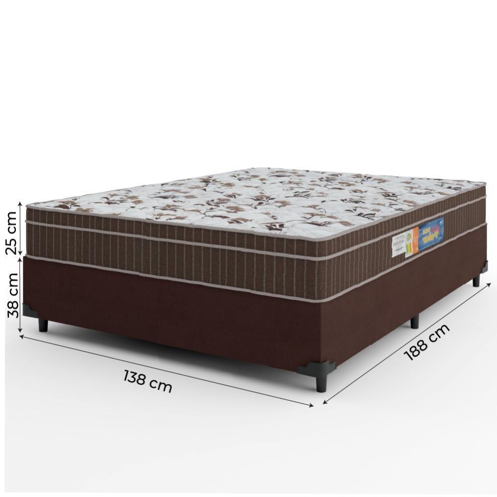 Cama Box Casal Colchão Espuma Orthoface Polar 138x188x63cm Marrom Suporta Até 120kg p/ Pessoa Marrom - 2